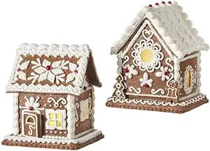 Raz Imports 2021 6.5-inch White Icing Lighted Gingerbread House, Assortment of 2 | Amazon (US)
