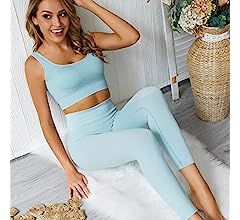 OLCHEE Women's 2 Piece Tracksuit Workout Outfits - Seamless High Waist Leggings and Stretch Sport... | Amazon (US)