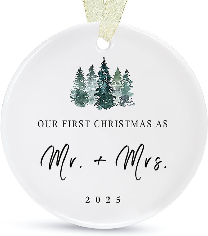 First Christmas as Mr and Mrs Ornament 2025,1st Year Wedding Ornament for Newlywed,Our First Marr... | Amazon (US)
