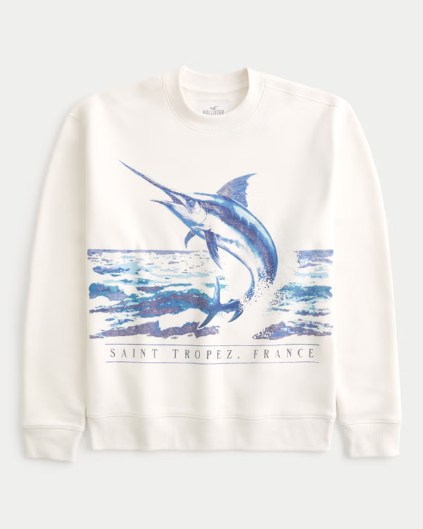 Relaxed Saint Tropez France Graphic Crew Sweatshirt | Hollister (EU)