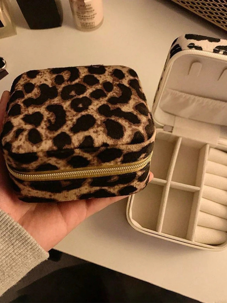 1PC Mother's Day Gifts Leopard Print Jewelry Box Portable Hand Jewelry Earring Ring Storage Box S... | SHEIN