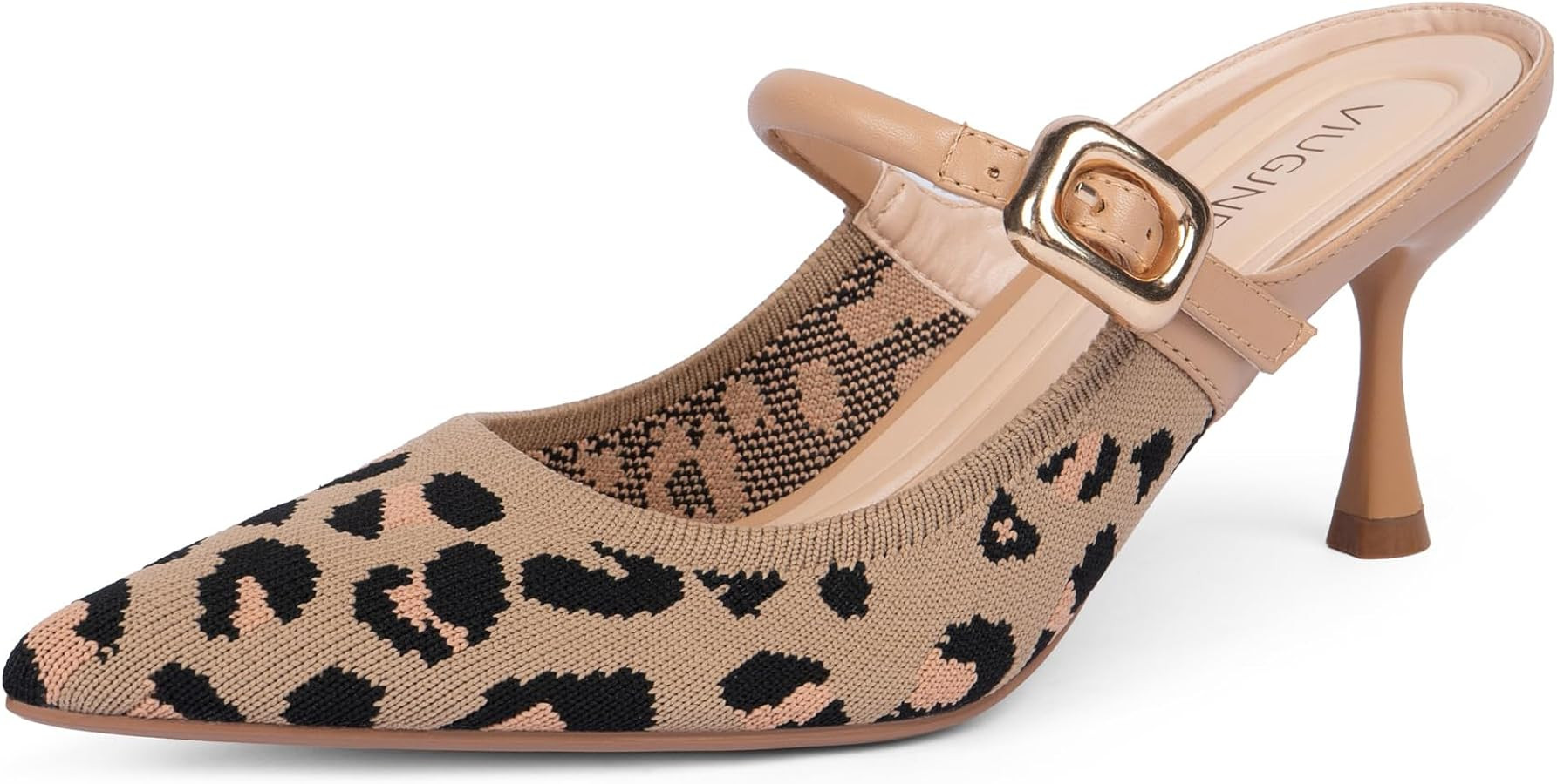 VIUGJNEX Closed Toe Kitten Heel Mules for Women | Amazon (US)