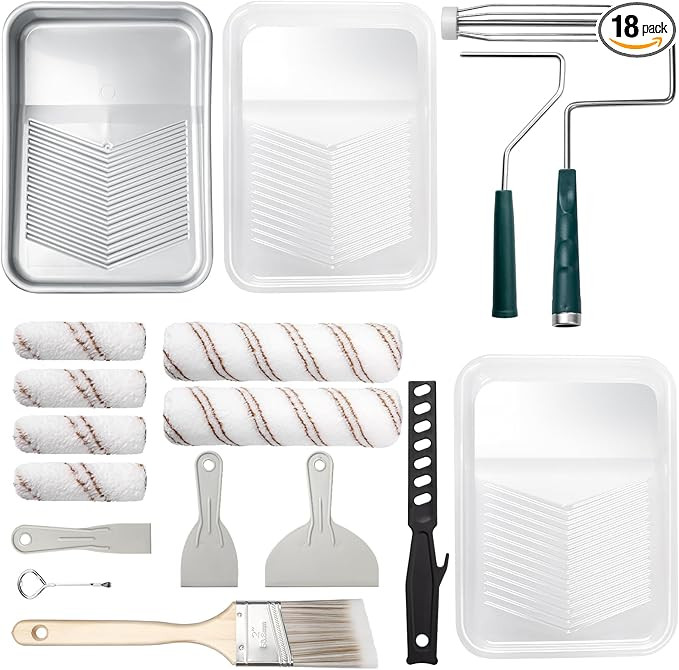 Mister Rui Paint Roller Kit, 18 Pack Paint Roller Set, 4"9" Paint Rollers for Painting Walls, Pai... | Amazon (US)