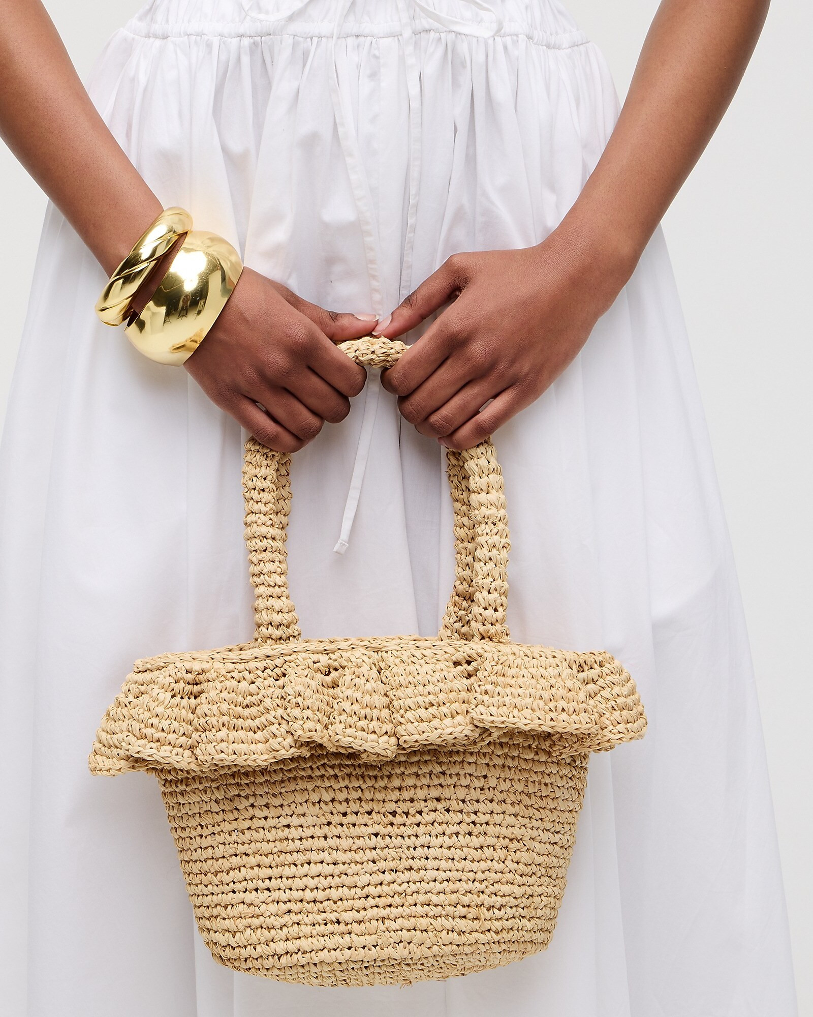 Small raffia ruffle-hem bag | J. Crew US