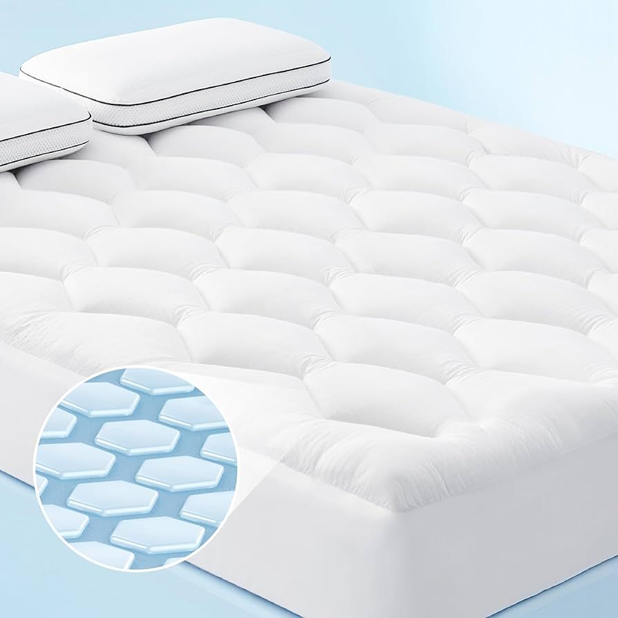 Bedsure Breescape Cooling Mattress Pad Full Size, Thick Quilted Mattress Cover Padded for College... | Amazon (US)