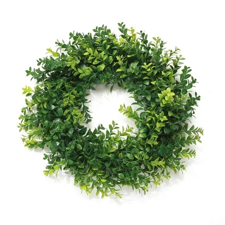 Boxwood Wreath for Front Door, 19"" Artificial Green Farmhouse Wreaths for Wall Window Party Wedding | Walmart (US)