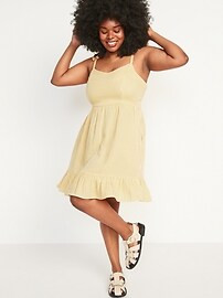 Fit & Flare Tie-Shoulder Gingham Mini Cami Dress for Women | Old Navy (US)