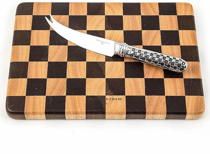 MACKENZIE-CHILDS Check Cheese Board Set, Wooden Cheese Board and Cheese Knife Set, 8- by 12-Inch ... | Amazon (US)