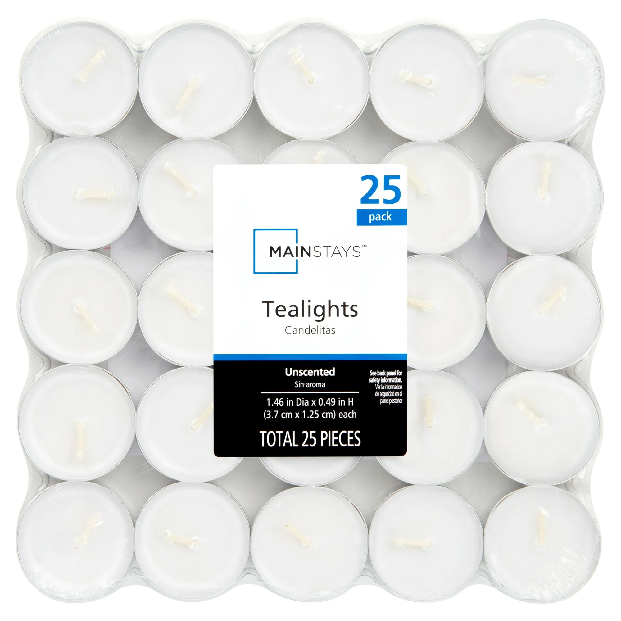 Mainstays White Unscented Indoor/Outdoor Tealight Candles, 25 Count | Walmart (US)