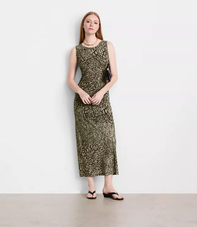 LOFT Versa Animal Print Mesh Maxi Dress | LOFT