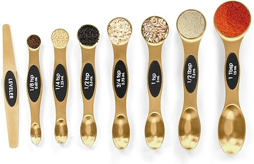 Magnetic Measuring Spoons Set Stainless Steel with Leveler, Stackable Metal Tablespoon Measure Sp... | Amazon (US)