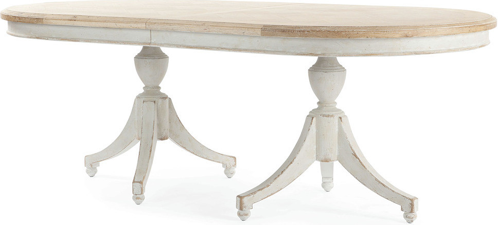 Madeline Double Pedestal Dining Table In Light Grey | 1stopbedrooms