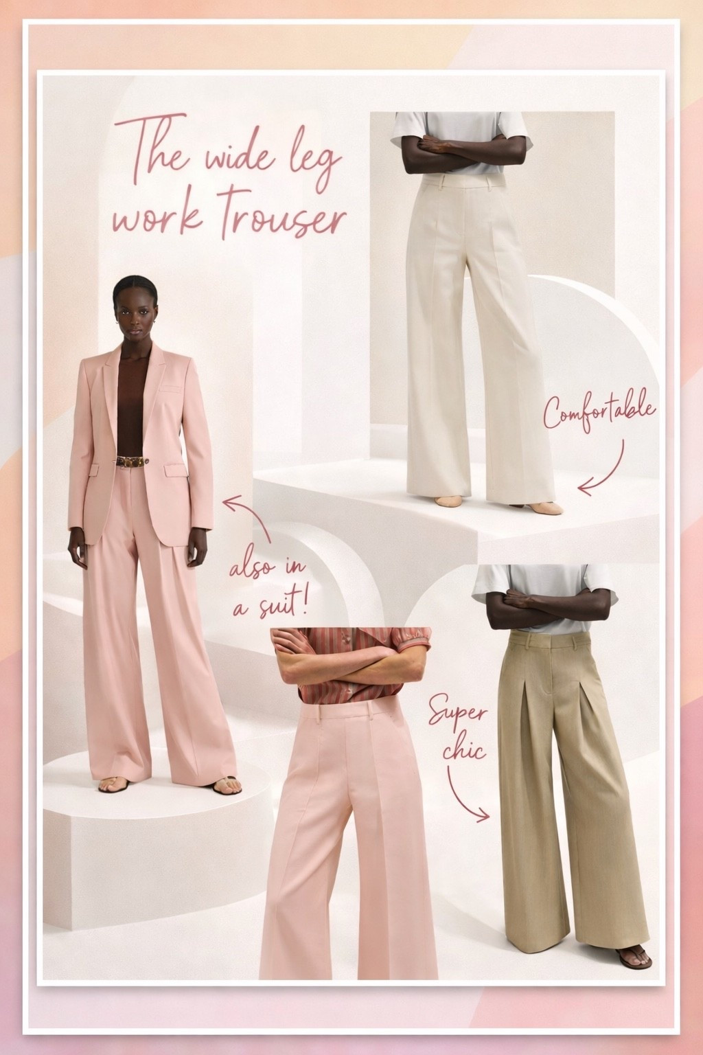 The spring work trousers I keep reaching for. 🤍

If you want a polished office look without sacrificing comfort, these tailored trousers are it. The wide-leg cut is flattering, breathable for warmer days, and easy to style with blazers, simple tees, or a silk blouse.

✔️ Tailored high-waist fit
✔️ Elegant wide-leg silhouette
✔️ Perfect neutral shades for work outfits
✔️ Easy to dress up or down

I linked my favorite colors for spring work outfits. 
These are the kind of trousers that make getting dressed for work so much easier.

#LTKOver40 #LTKWorkwear