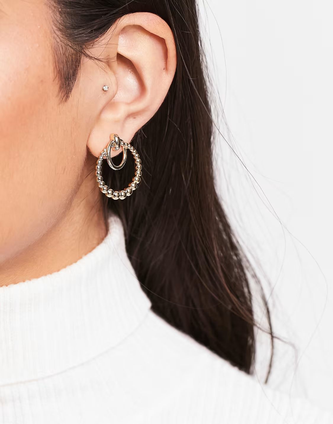 ASOS DESIGN stud earrings with multi hoop design in gold tone | ASOS (Global)