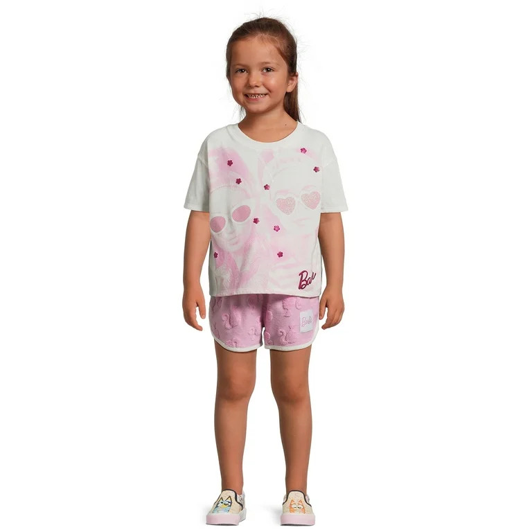 Mattel Barbie Toddler Girls T-Shirt and Shorts Set, 2-Piece, Sizes 2T-5T - Walmart.com | Walmart (US)
