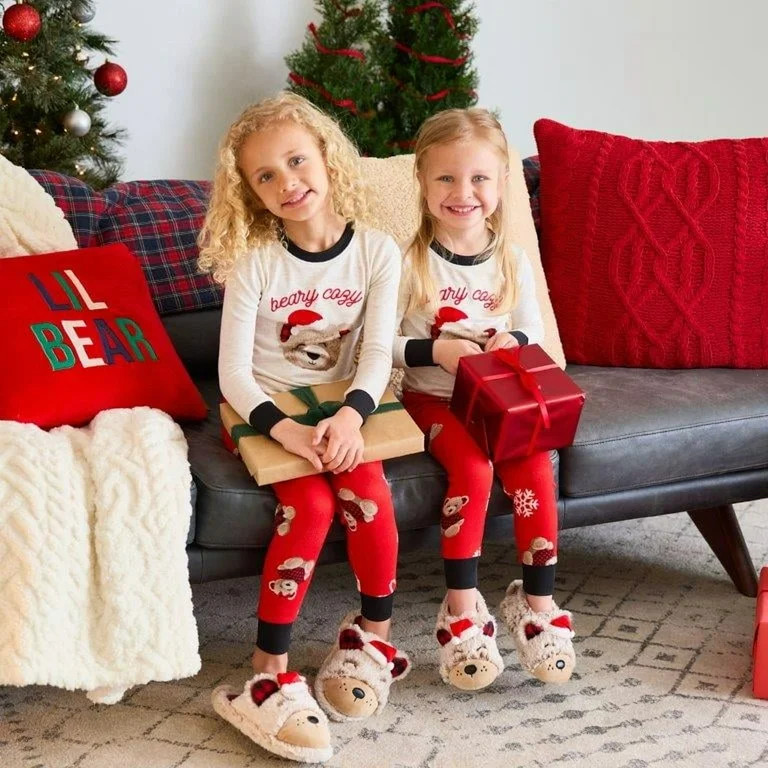 Dearfoams Toddlers' Matching Family Pajamas Top and Jogger Pants Set, 2-Piece, Sizes 2T-5T | Walmart (US)