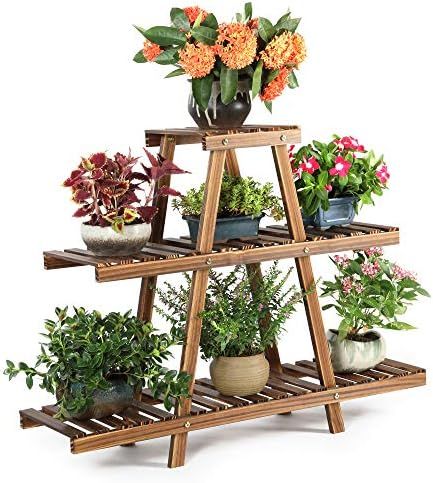 Wood Plant Stand, 3 Tiers Plant Rack Plant Holder, Flower Rack Indoor Outdoor Plant Display Stora... | Amazon (US)