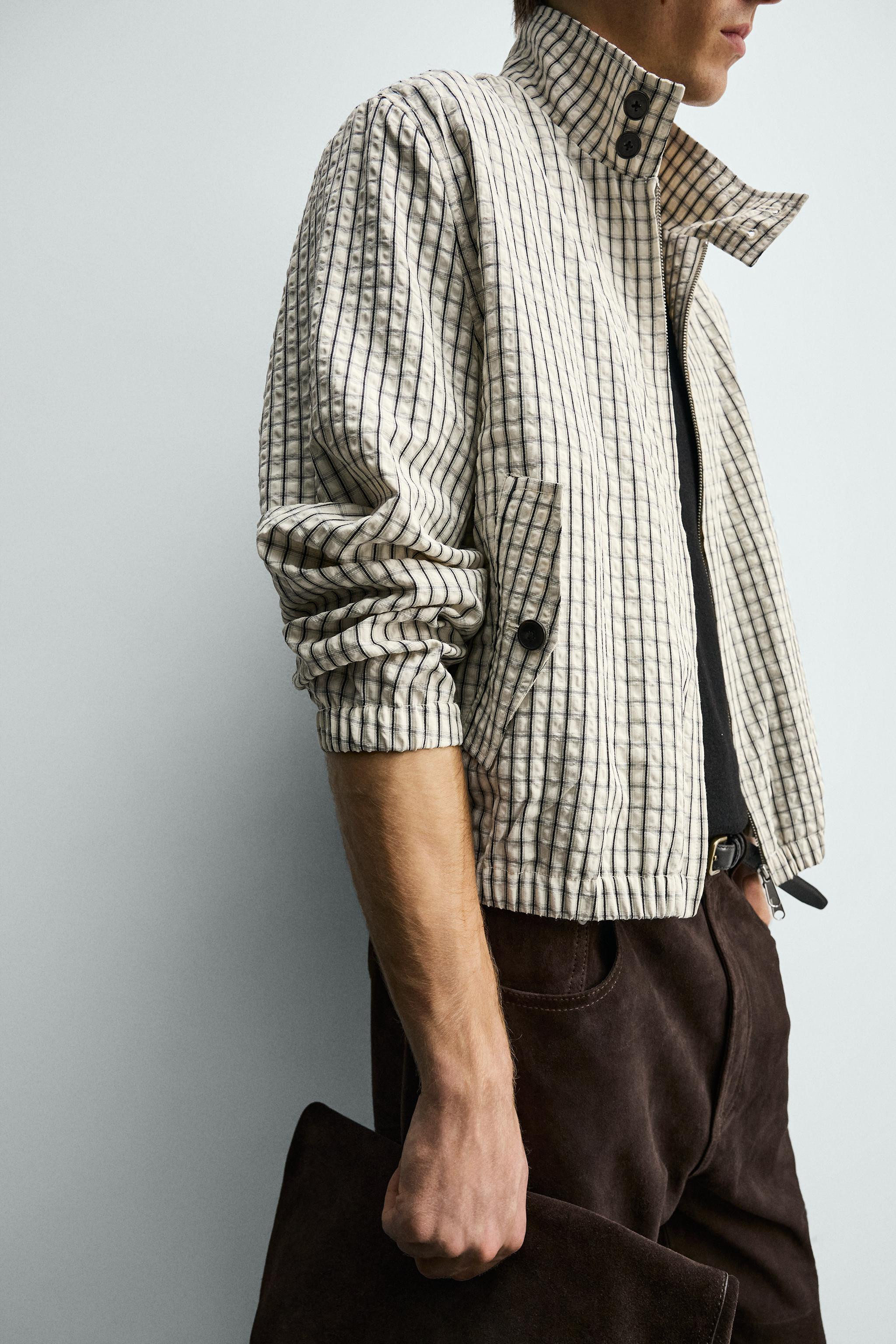 CROPPED FIT TEXTURED PLAID JACKET | Zara US