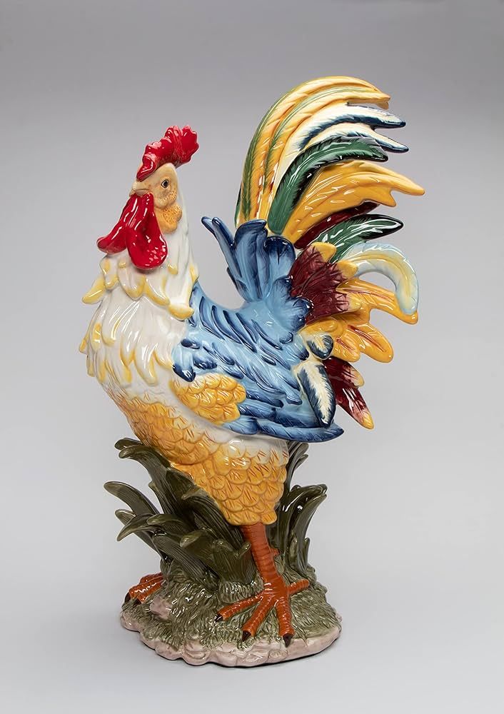 Fine Ceramic Large Multi Colored Colorful Rooster Figurine, 23-1/2" H | Amazon (US)