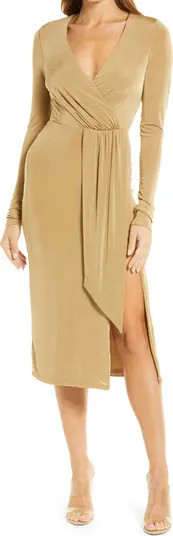 Shimmer Long Sleeve Faux Wrap Dress | Nordstrom Rack
