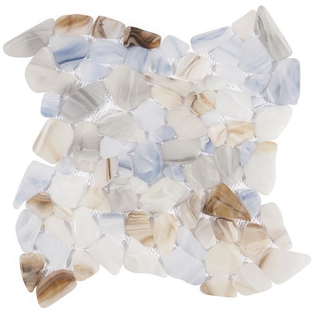 Ivy Hill Tile 4 in. x 6 in. Hydra Frosted Seaglass Glass Mosaic Tile Sample, Multicolor | The Home Depot