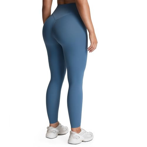 Aoxjox High Waisted Workout Leggings for Women Tummy Control Buttery Soft Yoga Metamorph Deep V Pants 26" (Steel Blue, Medium) | Amazon (US)