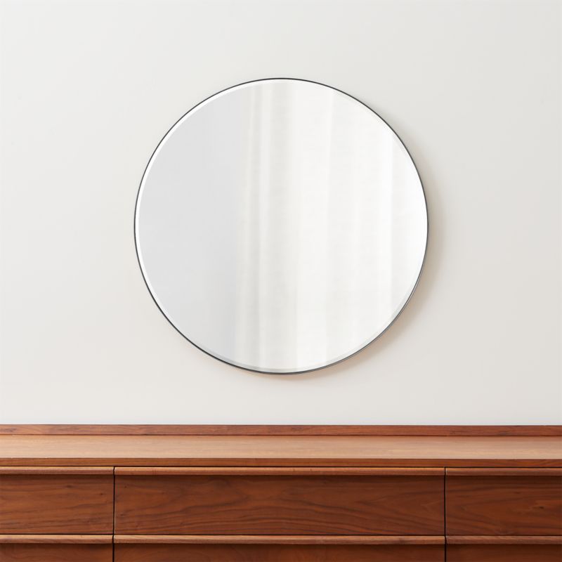 Edge Brushed Nickel Round 30" Wall Mirror + Reviews | Crate and Barrel | Crate & Barrel