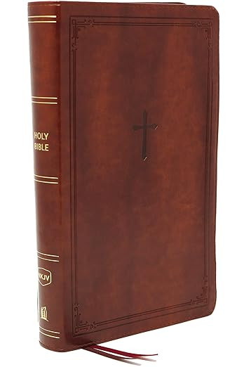 NKJV, End-of-Verse Reference Bible, Personal Size Large Print, Leathersoft, Brown, Red Letter, Co... | Amazon (US)