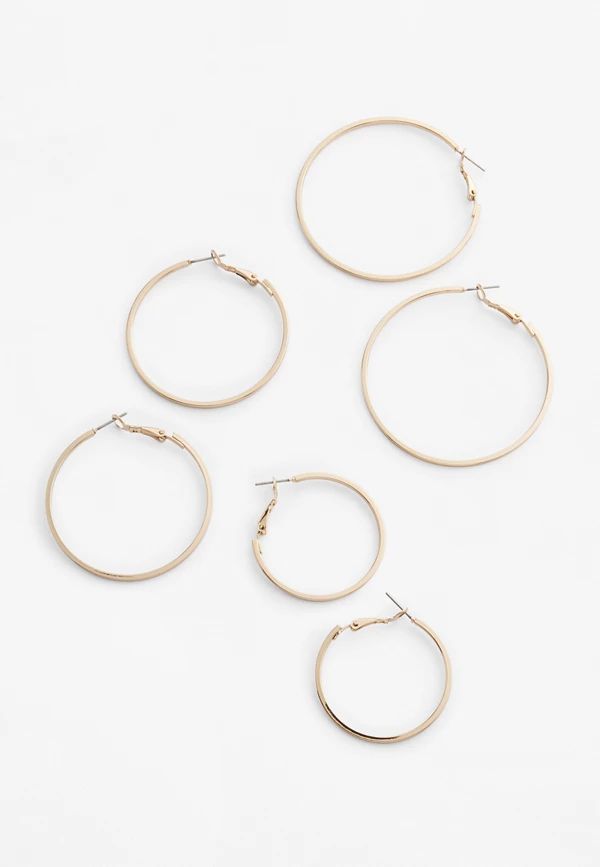 3 Pack Gold Hoop Earring Set | Maurices