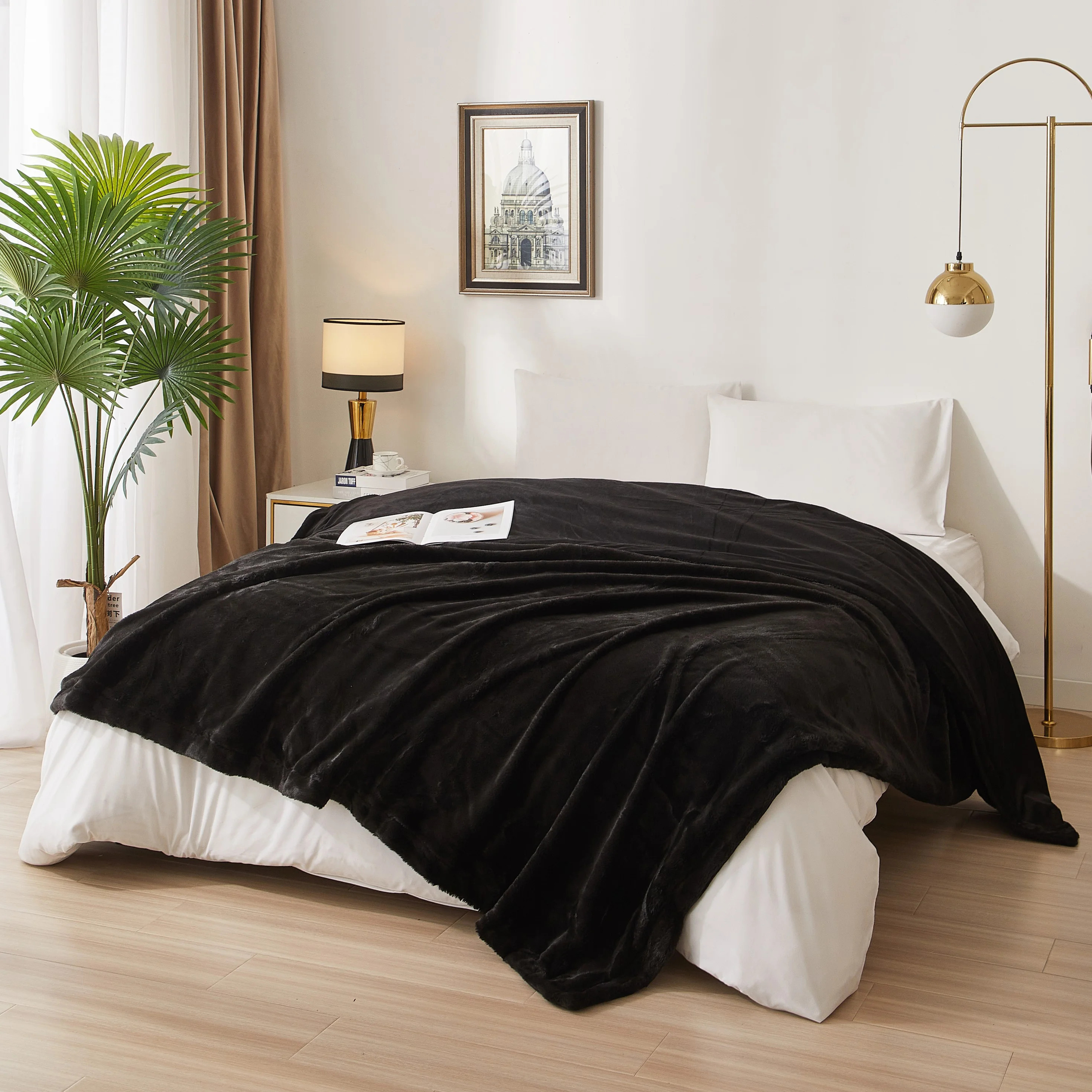 Mainstays Faux Fur Super Soft luxury Blanket, King, Rich Black | Walmart (US)