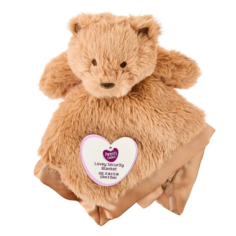 Parent's Choice Bear Lovey Security Blanket, Brown, 13" x 13" | Walmart (US)