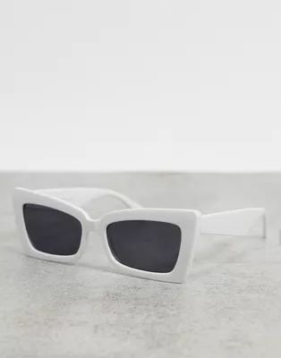 AJ Morgan square cat eye sunglasses in white | ASOS (Global)