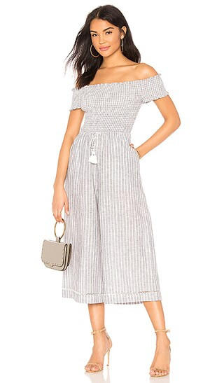 Off Shoulder Smocked Bodice Jumpsuit | Revolve Clothing (Global)