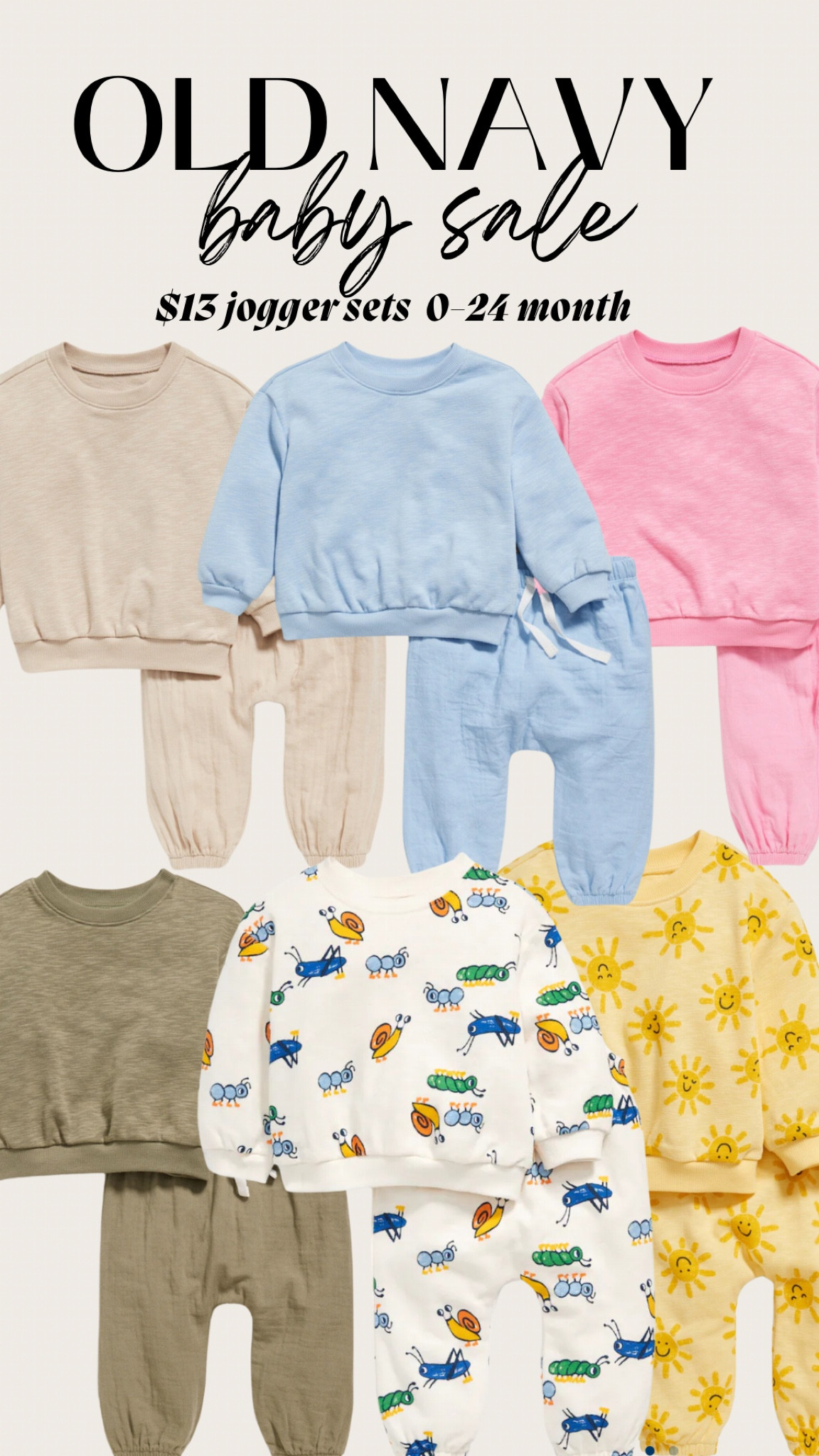 Print or solid $14 jogger sets 
0-24 months 

#LTKbaby #LTKsalealert
