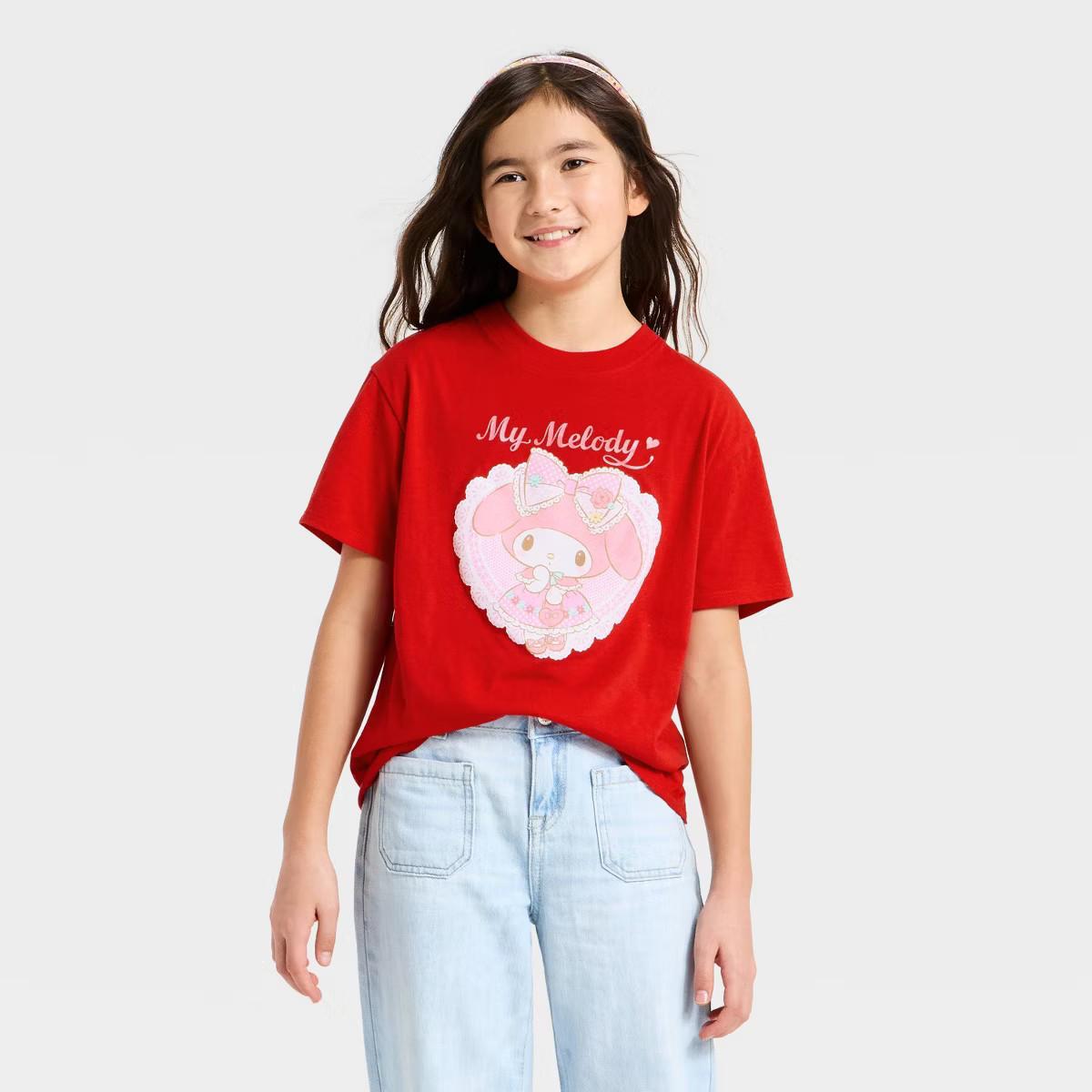 Girls' Sanrio My Melody Valentine's Day Short Sleeve Graphic T-Shirt - Red | Target