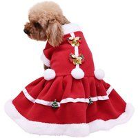 Christmas Dog Girls Costume Dress Puppy Warm Fleece Skirt Clothes Autumn Winter Pet Red Fancy | Etsy (US)