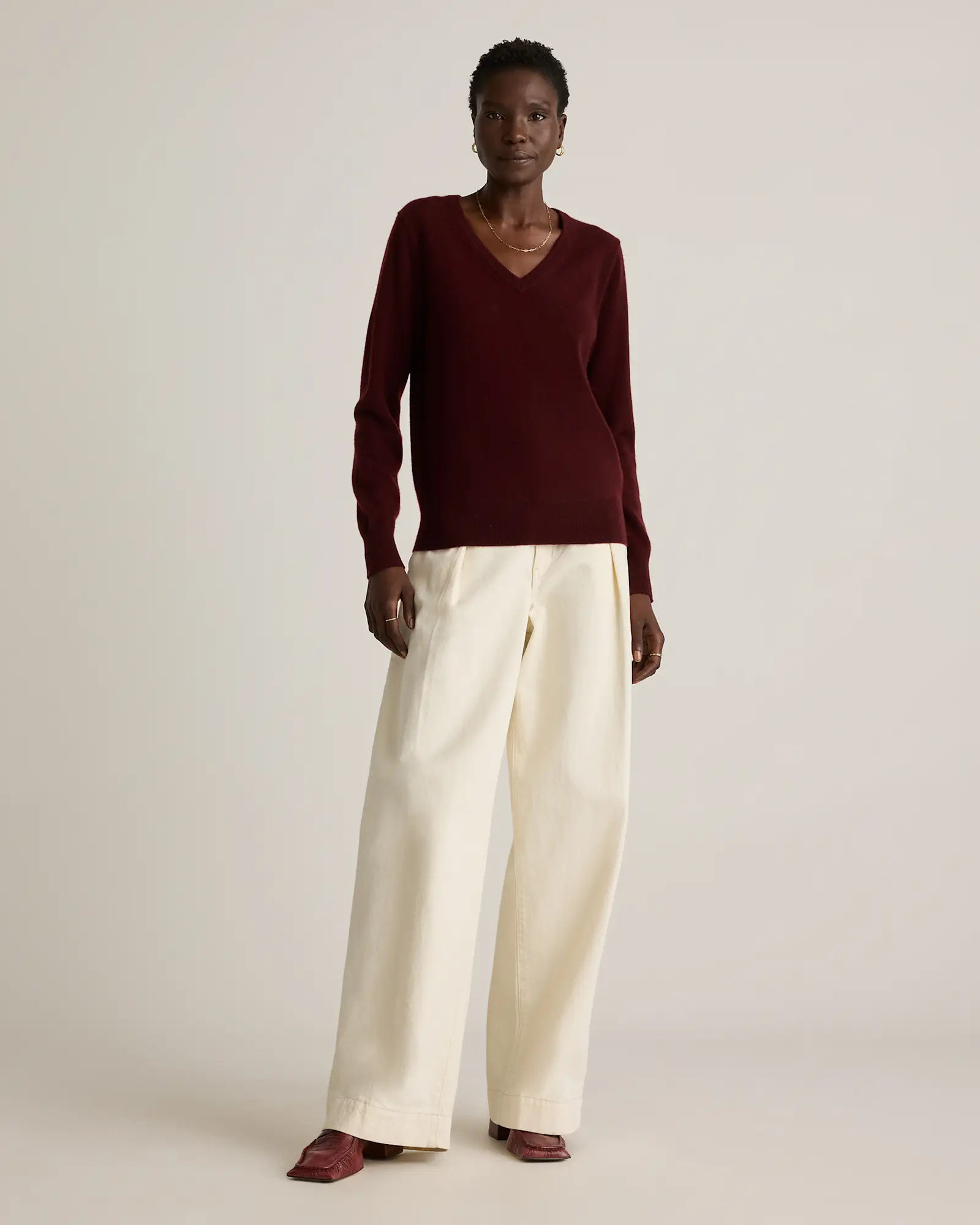 Mongolian Cashmere V-Neck Sweater | Quince