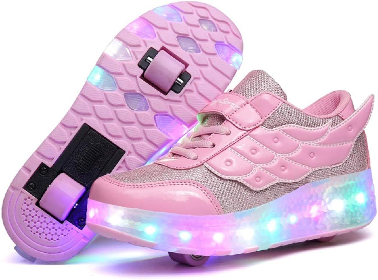 Nsasy Kids Roller Shoes Boy Girl Sneakers with Wheels Become Sport Sneaker with Led for Christmas... | Amazon (US)
