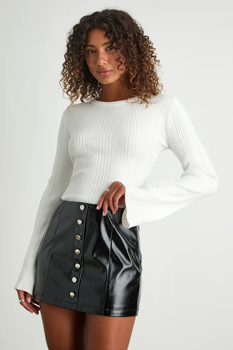 Mella Black Patent Vegan Leather Mini Skirt | Lulus
