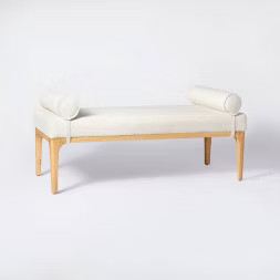 Randolph Bench with Bolster Pillows Linen - Threshold™ designed with Studio McGee | Target