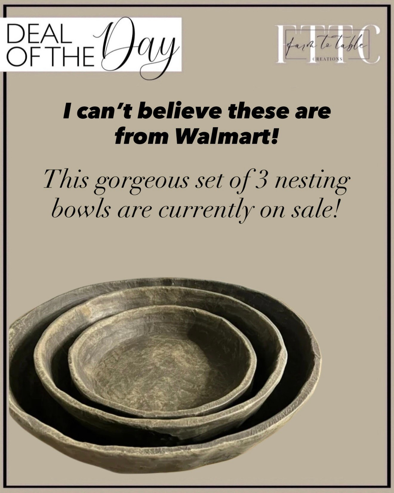 Nesting Bowls You Won’t Believe Are From Walmart
Follow @farmtotablecreations for more daily deals + home finds.

I can’t believe how stunning these nesting bowls are in person. The texture, the color, the organic handmade look… they feel like something you’d find at a high-end boutique, yet they’re such an affordable Walmart score. This set of three is perfect for styling consoles, coffee tables, kitchen counters, or filling with seasonal accents. And the best part—they’re currently on sale!

#homedecor #walmartfinds #walmarthome #nestingbowls #organicmodern #neutraldecor #decorinspo #kitchenstyling #coffeetablestyling #affordabledecor #bowlset #decortrays #livingroomdecor #kitchendecor #salealert #dealfinds #decorfavorites #giftideas #stockingstuffers #holidayhome #homeinspo


#LTKHome #LTKSaleAlert #LTKFindsUnder50