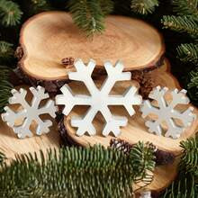 3 Pcs Wooden Snowflake Table Decor Christmas Winter White Snowflake Crafts Xmas Table Tiered Tray Farmhouse Wood Blocks For Christmas Holiday Party Ta | SHEIN