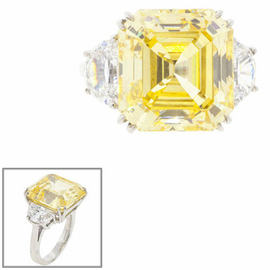 Canary Square Asscher with Moon Side Stones | Fantasia by DeSerio