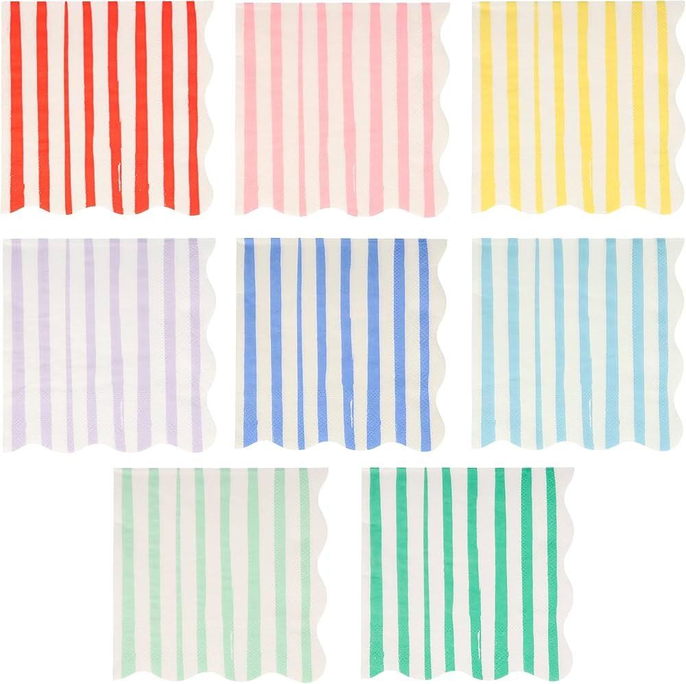 Meri Meri Pastel Striped Napkins (Pack of 16), Thick & Absorbent 3-Ply Paper Pastel Napkins with ... | Amazon (US)