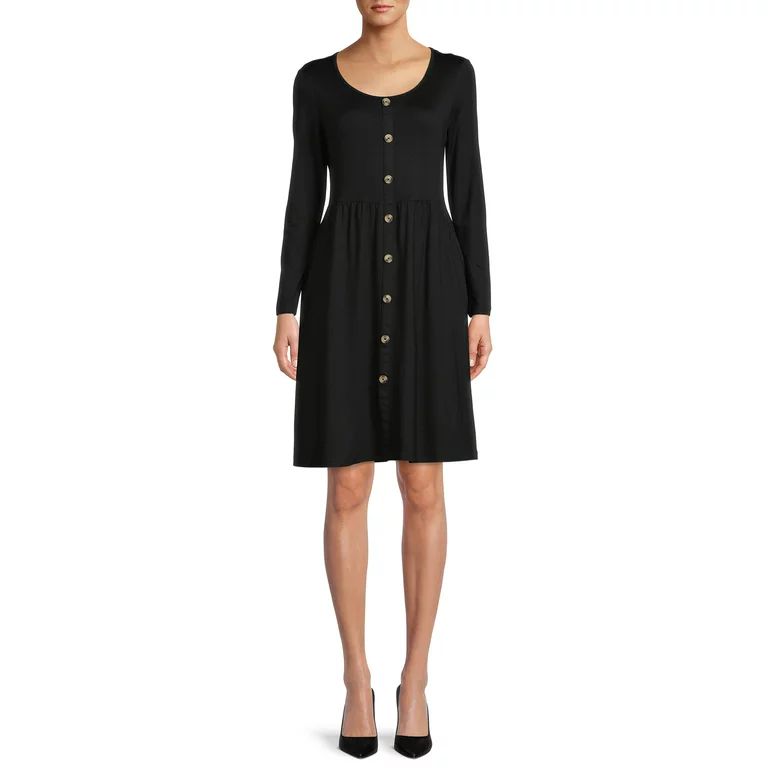 Nine.Eight Women's Button-Down Skater Dress | Walmart (US)