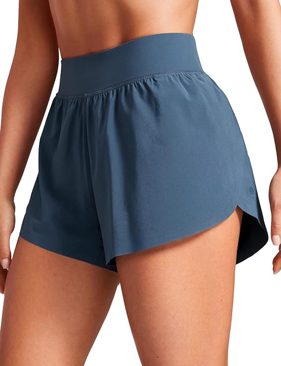 CRZ YOGA High Waisted Dolphin Athletic Running Shorts for Women 3" High Split Comfy Mesh Liner fo... | Amazon (US)