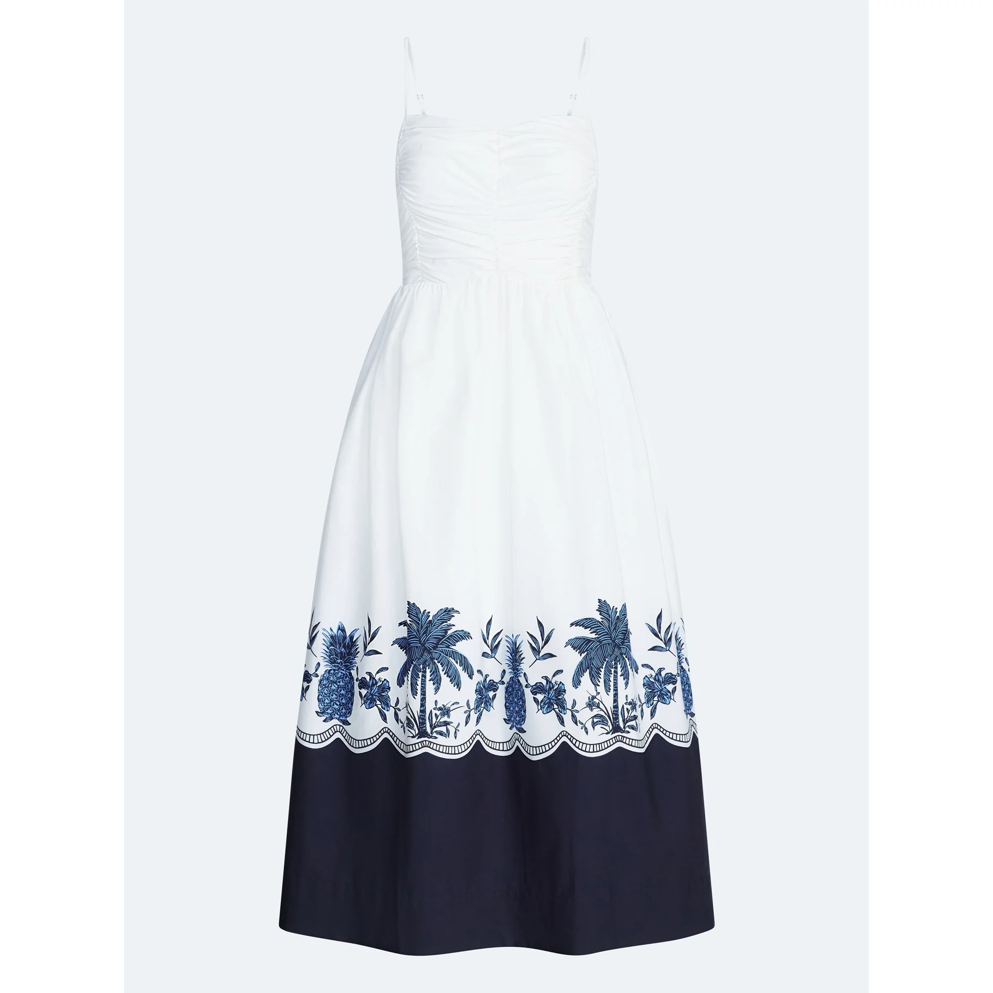 Free Assembly Women's and Women's Plus Sleeveless Ruched Cotton Midi Dress, Sizes XS-4X | Walmart (US)