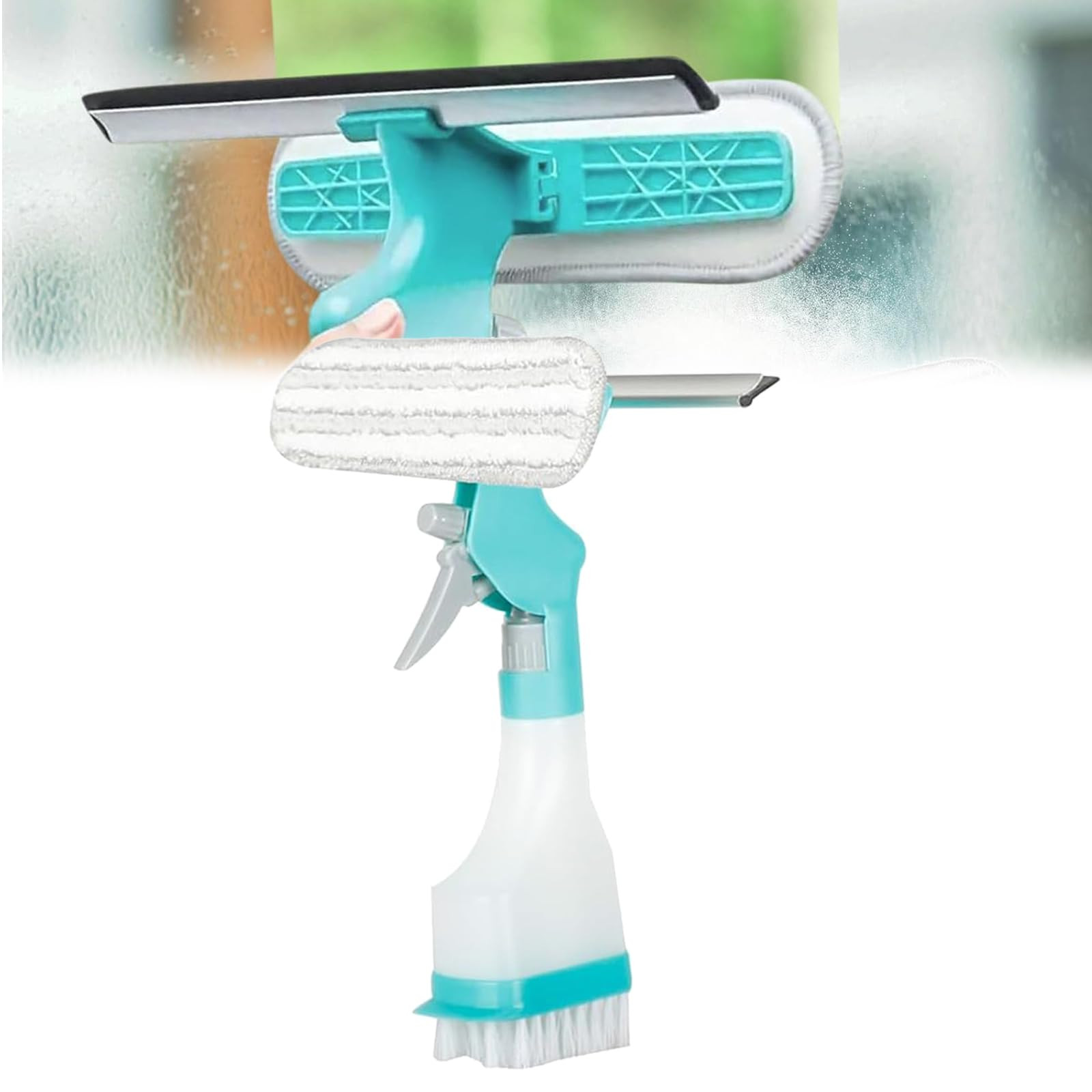 4 in 1 Multifunctional Cleaning Brush, Double-Sided Window Cleaner with Scraper, Sprayer, Plush B... | Amazon (US)