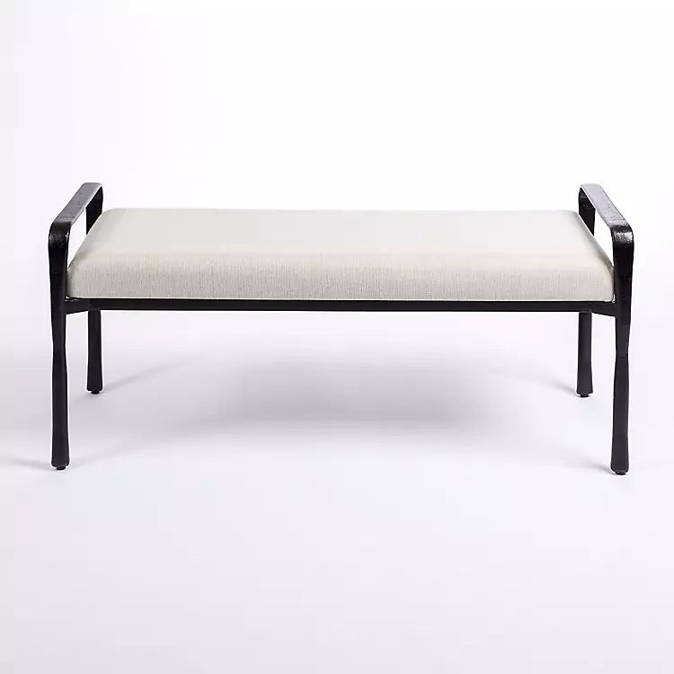Ivory Upholstered Iron Leg Bench | Kirkland's Home