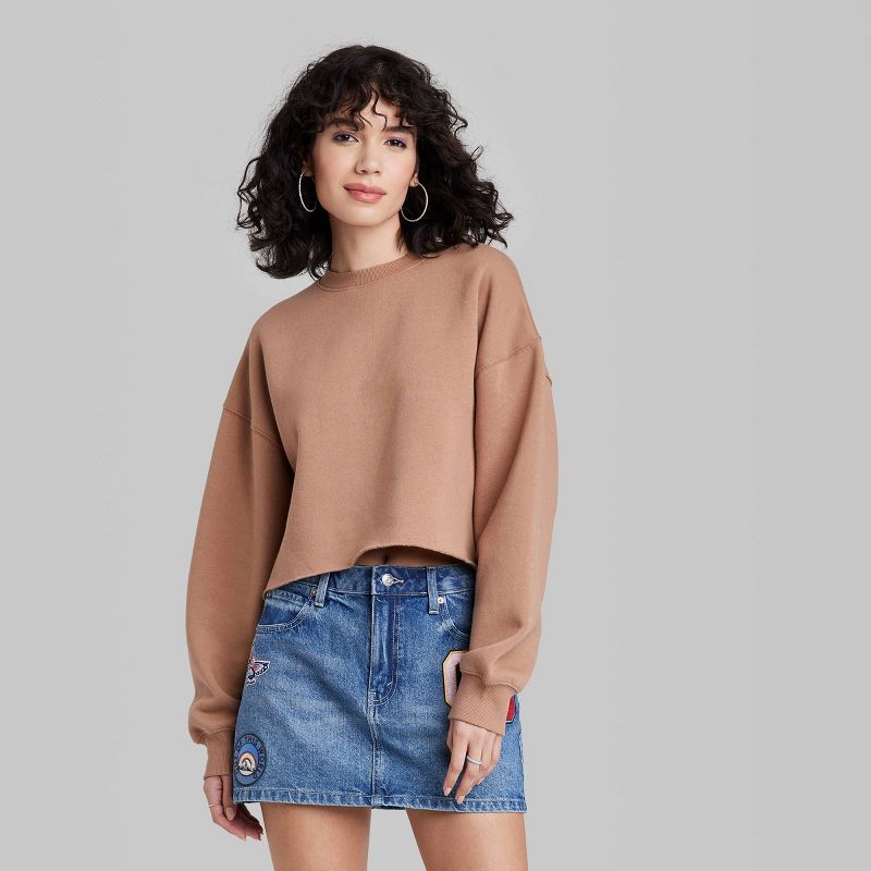 Women's Raw Hem Cropped Sweatshirt - Wild Fable™ | Target